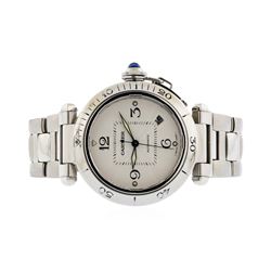 Mens Stainless Steel Cartier Pasha Automatic Wristwatch