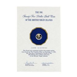 1981 $25 British Virgin Islands Proof Gold Coin