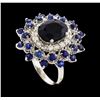 Image 4 : 14KT White Gold 6.38ctw Sapphire and Diamond Ring