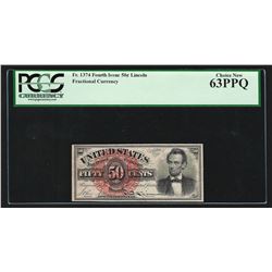 1863 Fifty Cents Fourth Issue Fractional Currency Note PCGS 63PPQ