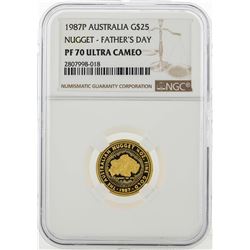 1987P $25 Australian Nugget Gold Coin NGC PF70 Ultra Cameo