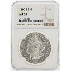 1890-S $1 Morgan Silver Dollar Coin NGC MS64