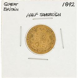 1892 Great Britain Half Sovereign Gold Coin