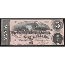 1864 $5 The Confederate States of America Note