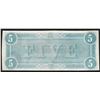 Image 2 : 1864 $5 The Confederate States of America Note