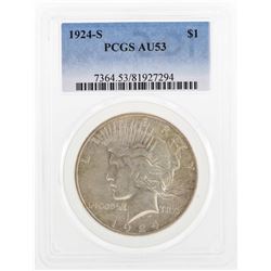 1924-S $1 Peace Silver Dollar Coin PCGS AU53