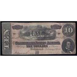1864 $10 The Confederate States of America Note