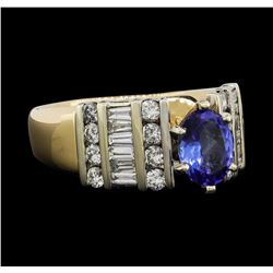 14KT Two Tone Gold 1.11ct Tanzanite and Diamond Ring