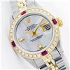 Image 1 : Rolex 14KT Two-Tone Gold Ruby and Diamond DateJust Ladies Wristwatch