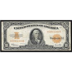 1922 $10 Large Gold Certificate Note - Pin Holes