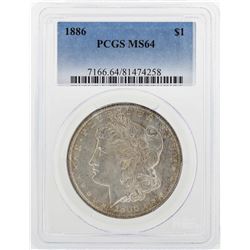 1886 $1 Morgan Silver Dollar Coin PCGS MS64