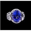Image 2 : 14KT White Gold 8.18ct Tanzanite and Diamond Ring