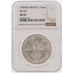 1983MO Mexico 1 Onza Libertad Silver Coin NGC Graded MS67