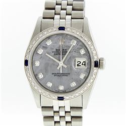Rolex Mens Stainless Steel Sapphire and Diamond Datejust Wristwatch