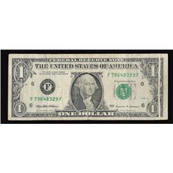 1999 $1 Federal Reserve Note ERROR Gutterfold