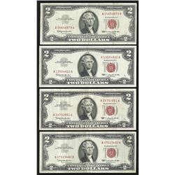 Lot of (4) 1963 $2 Legal Tender Notes