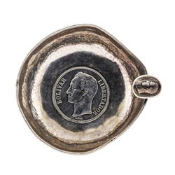 Venezuela Coin Sterling Silver Ashtray 65.2 grams