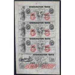 1800s $5-$5-$5-$10 The Stonington Bank Obsolete Notes