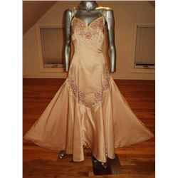 Couture Isabell Gerhart 1950 Hand Beaded Pink Soie Gown