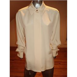 St. John Silk Buttoned down Shirt Monogram Buttons