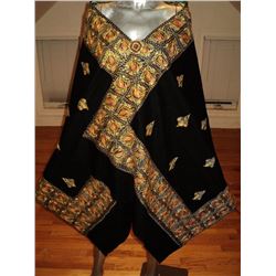 Antique Yemenite Hand Embroidered Silk/Wool Big Shawl