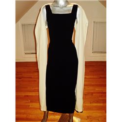 Vintage 1950's Silk crepe Opera Coat & gown ensemble metal zipper color block