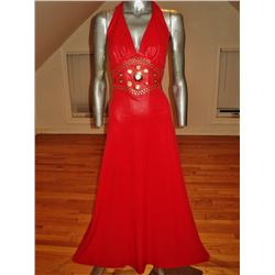 1960 Mr.Boots Liquid Leather Halter Red Maxi Studs