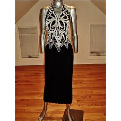 Jovani 1990 Silk Halter Gown Beaded Sequins Embroidery