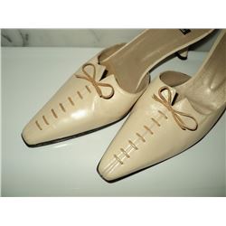 Stuart Weitzman Leather Open Back Pump Shoes Lace Front