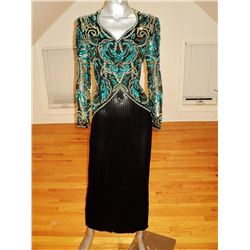 Vintage Silk Fully Beaded Gown Sequin Embellished 1960