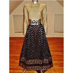 Vintage 1970's Couture maxi gown  Lurex lame' Gold raised metallic Futura Couture Rare