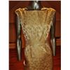Image 2 : Gold Brocade 1950 Cocktail Gown Slit Front Plunged Back