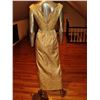 Image 4 : Gold Brocade 1950 Cocktail Gown Slit Front Plunged Back