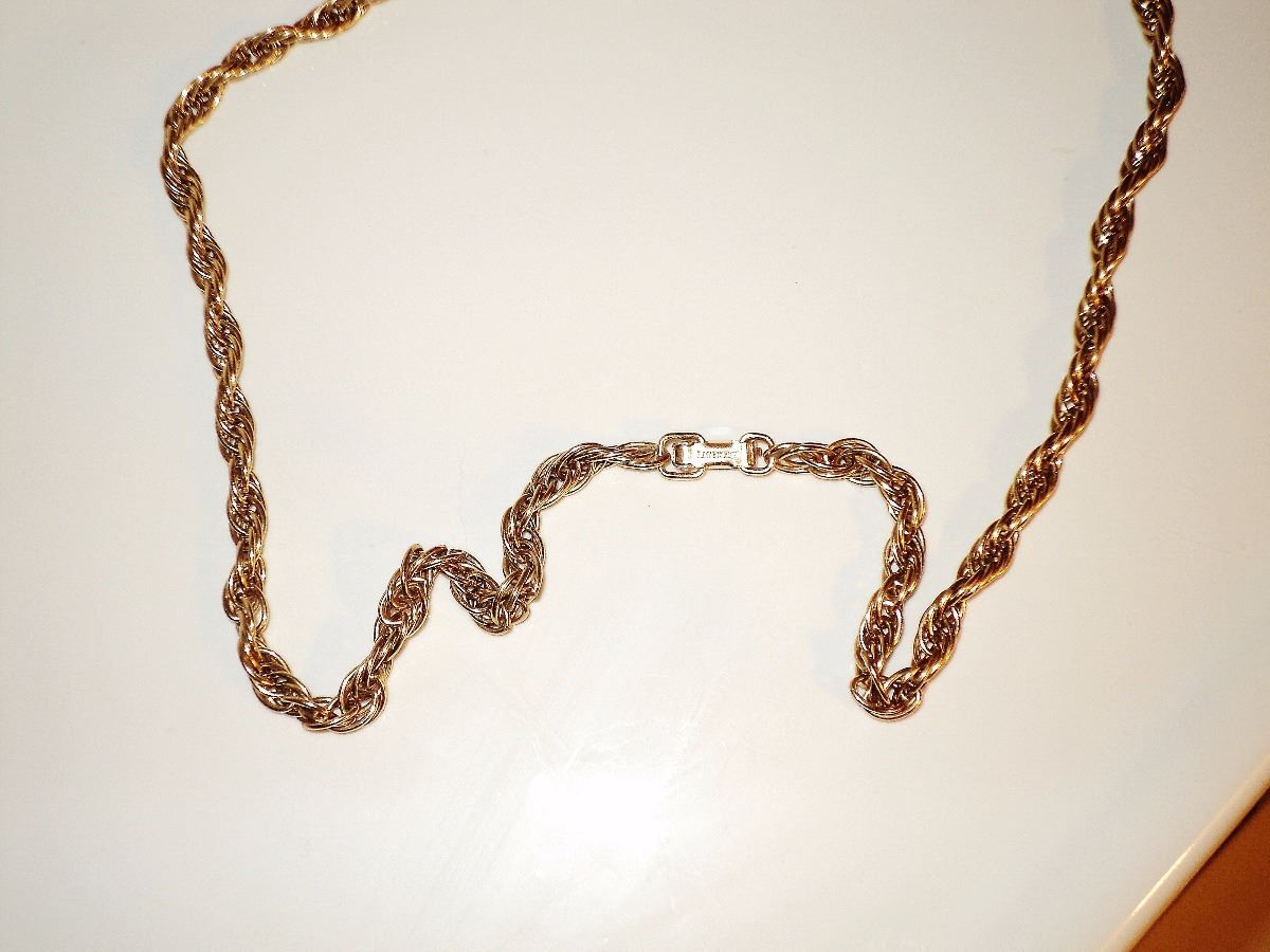 Krementz Art Deco Necklace rope chain 14k gold overlay