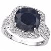 Image 1 : Natural black Sapphire & 1/4 Ct Diamond Ring