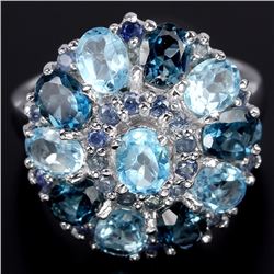 Natural Sapphire & London Topaz Ring