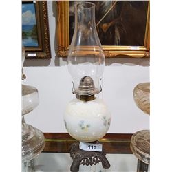 PORCELAIN OIL LAMP ON BRASS BASE
