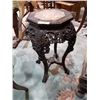Image 1 : HIGHLY CARVED VINTAGE MARBLE TOP ASIAN PLANT STAND