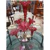 Image 1 : FLUTED CRANBERRY GLASS EPERGNE