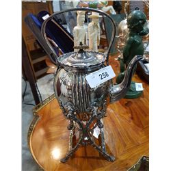 SILVER PLATE TEA POT ON WARMING STAND