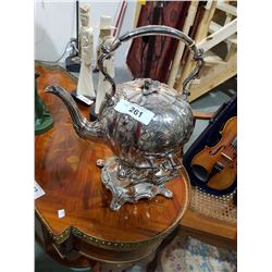 SILVER PLATE SHEFFIELD ENGLAND TEAPOT ON WARMING STAND