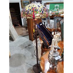 TIFFANY STYLE DRAGONFLY STAINED GLASS FLOOR LAMP