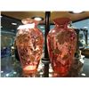 Image 1 : PAIR HAND PAINTED CRANBERRY GLASS VASES