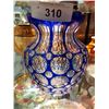 Image 1 : BOHEMIAN COBALT CUT TO CLEAR CRYSTAL VASE