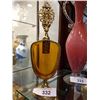 Image 1 : BRASS & AMBER GLASS PERFUME BOTTLE