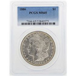 1886 $1 Morgan Silver Dollar Coin PCGS MS65