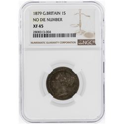1879 No Die Number Great Britain 1 Shilling Coin NGC XF45