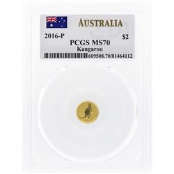 2016-P $2 Australia Kangaroo Gold Coin PCGS MS70