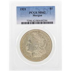 1921 $1 Morgan Silver Dollar Coin PCGS MS62