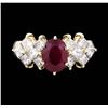 Image 2 : 14KT Two Tone Gold 1.85ct Ruby and Diamond Ring